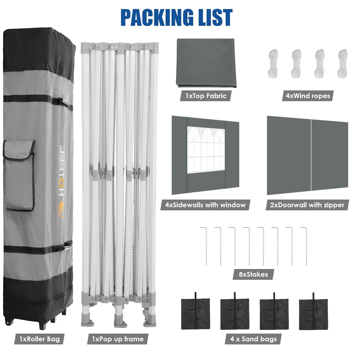 HOTEEL 10x20 Pop up Canopy Tent for Parties, Heavy Duty Easy Setup Tent with 6 Sidewalls, Outdoor Commercial Instant Gazebo for Wedding Event, with Roller Bag & Sand Bags, Grey(Hexagonal Frame) Hoteel