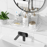 Lixple Toilet Paper Basket Holder, 13" Bathroom Tray Countertop, Wood and Metal Toilet Tank Tray Bathroom Vanity Organizer for Toiletry, Kitchen Sink Organizer for Soap Dispenser (White) Lixple