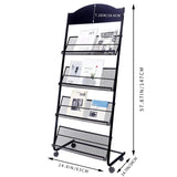 YinghaoFloor Standing Magazine Rack, 4 Layer Iron Magazine Rack Floor, Suitable for the Display of Brochures or Documents in Exhibitions, Shopping Malls, Hospitals, Offices Yinghao