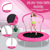 Lyromix 36 Inch Mini Trampoline for Kids, Indoor Toddler Rebounder Trampoline with Handle, Pink Lyromix