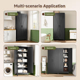 Letaya Storage Cabinet,75" H Metal Kitchen Pantry Cabinets with Doors and Adjustable Shelves,Pantry Organizers for for Cupboard/Dining/Bathroom/Office/Garage Room,Black Letaya