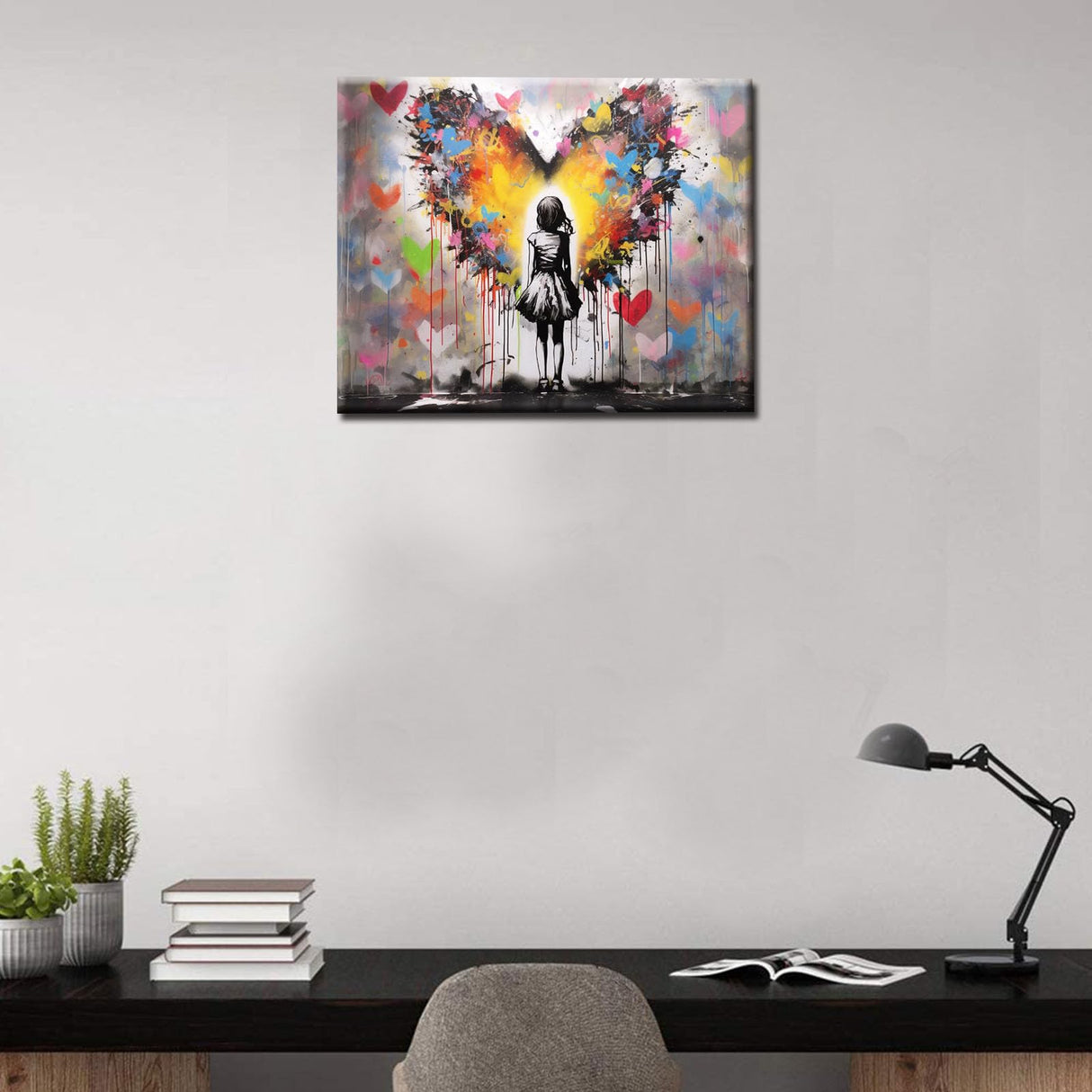 Tucocoo Street Graffiti Love Heart Paint by Number for Adults Canvas Beginner to Advanced Number Painting Kit Include Acrylic Paints&Paintbrush,Banksy Art Home Wall Decor16x20inch No Frame Tucocoo