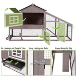 GUTINNEEN Chicken Coop Mobile Chicken House On Wheel Outdoor Rabbit Hutch for 2-4 Chickens 67"(Blown) GUTINNEEN