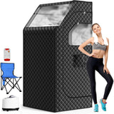 bsdonte Portable Sauna for Home, Personal Steam Sauna Box, Indoor Sauna Tent at Home Full Body with 1000W 2.6L Steamer, Timer, Remote Control, Folding Chair, 9 Levels Heating, 2.6' x 2.6' x 5.9' bsdonte