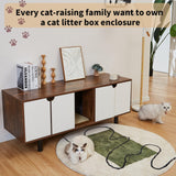 DOICAH Cat Litter Box Enclosure for 2 Cats, Hidden Cat Litter Box Furniture with Double Room,Indoor Cat Condo TV Stand, Double Litter Box Enclosure,Wooden Cat House,Litter Box Furniture DOICAH