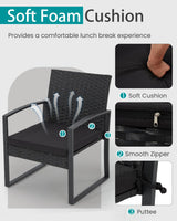 Bezseller 3 Pieces Patio Furniture Set, Outdoor Rattan Bistro Set with Coffee Table, Durable Steel Frame with Strapped Cushions for Garden, Balcony, Poolside, Backyard Bezseller