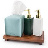 kulusion Walnut Wooden Pedestal Stand, Farmhouse Wood Tray for Kitchen Bathroom Counter Decor, Rustic Display Riser for Soap,Bottle,Plant Etc (Large & 12 x 7 x 1.57'') kulusion