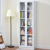 Metal Storage Cabinet with Doors, Tall Bookcase with 4 Adjustable Shelves, 70.87" Cabinet Display Case for Collectibles, White Bookshelf for Home Office, Living Room, Library Generic