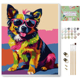 Ninonly Animal Paint by Numbers Kit for Adults Framed Canvas, Colored Dog Paint by Number Arts and Crafts Kits for Adults Beginner with Brushes, Acrylic Painting, 9 * 12 Inch Ninonly