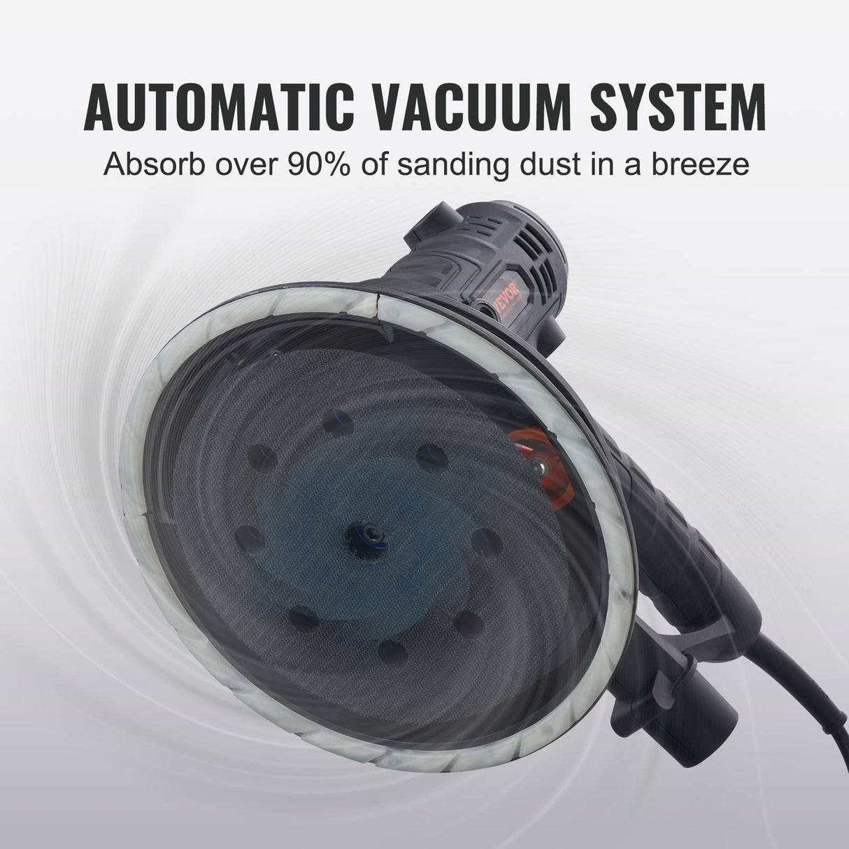 VEVOR Drywall Sander, 800W Electric Sander with 12 Sanding Discs, Variable Speed 1200-2300 RPM Wall Sander with Automatic Vacuum Dust Collection System, Double LED Lights, Dust Bag, Detachable Edge VEVOR