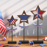 Yinkin 3 Pcs 4th of July Patriotic Table Decorations Rustic Standing Star Block Wooden Star Centerpieces for Tables Memorial Day Decorations Independence Day Tiered Tray Decor (American Flag Style) Yinkin