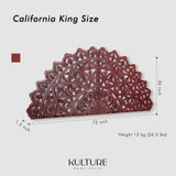 Half Moon King Wood Headboard Rustic | Carved Full Headboard Only | Wooden Headboard Full Size Bed | Wall Mount Headboard King | Full Bed Headboard Panels (Mahkota Dark Brown, Cal King) KultureDeco