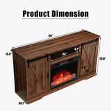 Fireplace TV Stand with Sliding Barn Door for TVs up to 65", Farmhouse 59" Fireplace Entertainment Center with Storage Cabinets/Adjustable Shelves, Dark Walnut AMERLIFE