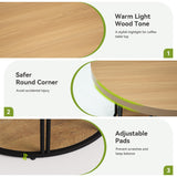 LITTLE TREE Round Coffee Table 31.5'', Modern Coffee Table with 2-Tier Storage, Farmhouse Center Table, Easy Assembly for Living Room, Rustic Brown LITTLE TREE