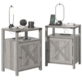 Fameill Nightstands Set of 2, Night Stand with Charging Station, Bed Side Table with Storage Cabinet, Farmhouse End Table for Living Room with USB Ports and Outlets, Gray Fameill