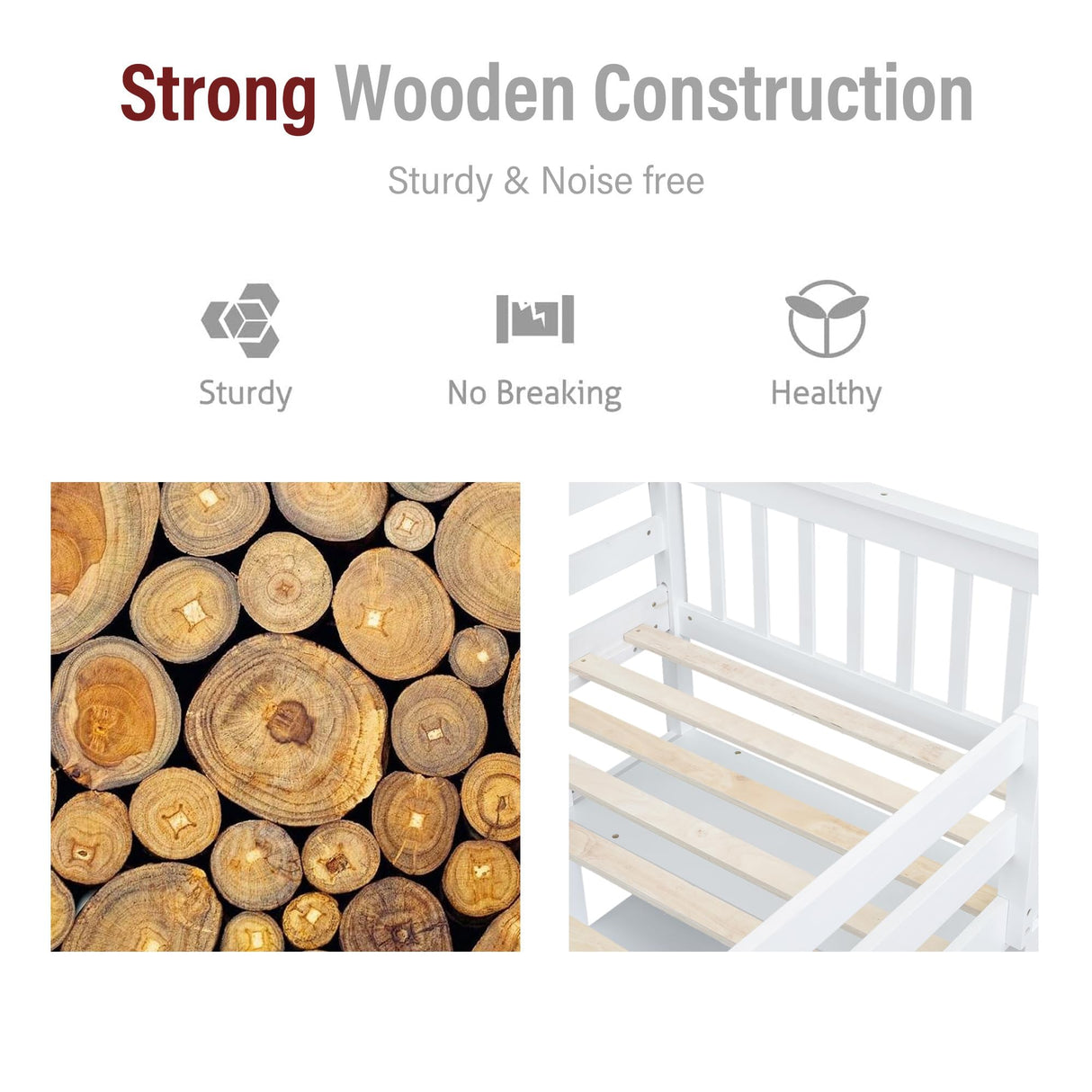 Merax Twin Size White Wood Loft Bed with Under-Bed Desk and 4 Storage Shelves Merax