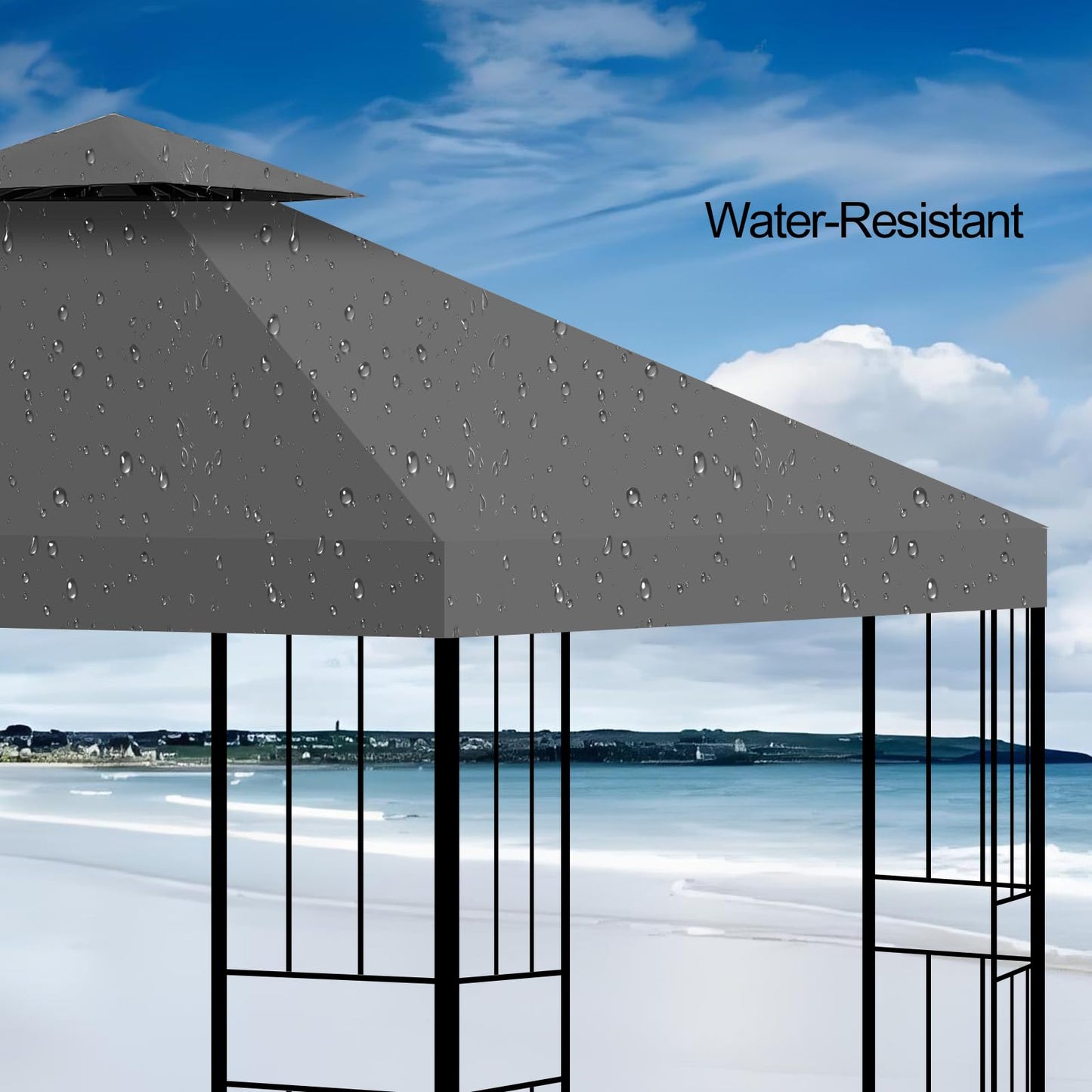 10x10 Ft Outdoor Patio Gazebo Replacement Canopy,Double Tiered Gazebo Tent Roof Top Cover