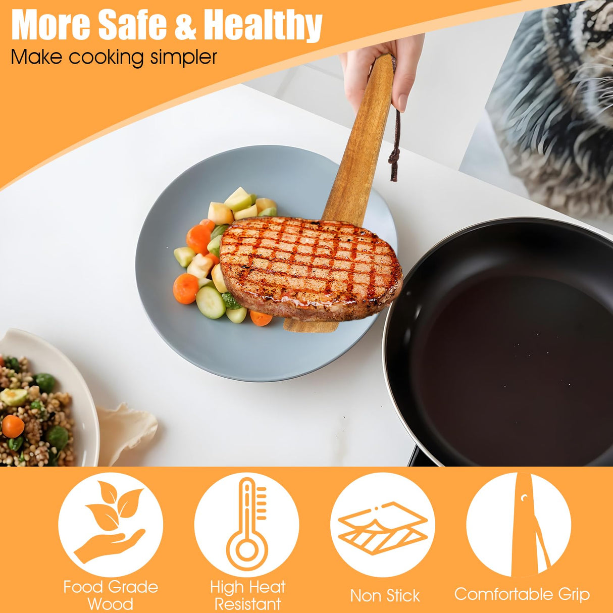 10 Inch Wooden Spatula for Cooking Flat Wooden Spatula Wood Egg Flipper Spatula Wood Spatula Pan Scraper Staub Spatula Wood Spatula for Cooking Lusofie