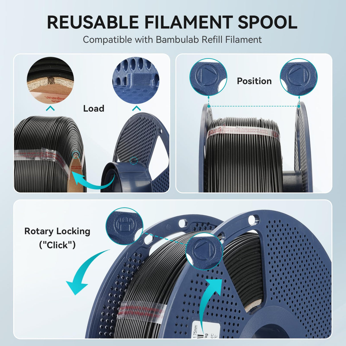 PETG Filament 1.75mm 2025 Upgrade Spool Compatible with Bambulab Refill Filament, 2kg(4.4lbs) SUNLU PETG 3D Printer Filament, 1.75mm Dimensional Accuracy +/- 0.02mm, Black+Black Bundle YOOPAI