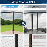 Gyykzz 42" Corner Post Cable Railing, 90° L-Drilled Black Corner Post with Cable Grommet, T304 Stainless Steel Cable Handrail Angle Post, Adjustable Top Metal Corner Post for Deck Railing System Gyykzz