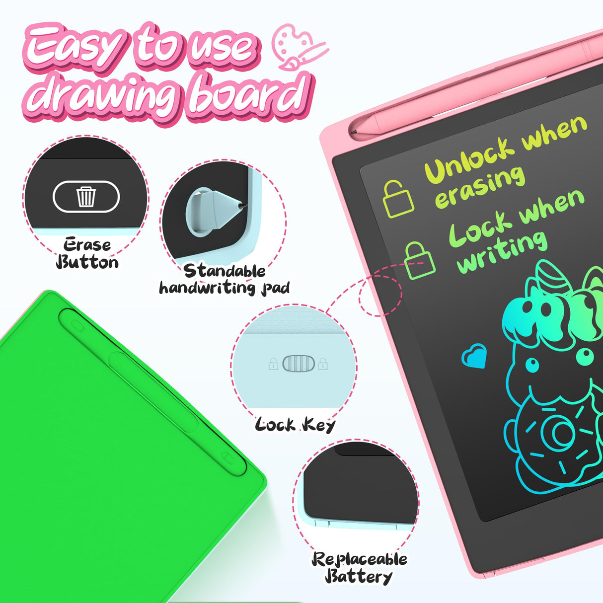 3 Pack LCD Writing Tablet, Colorful Toddler Drawing Tablet Doodle Board for Kids, Erasable Reusable Electronic Drawing Pad, LEYAOYAO Educational and Learning Toy for 3-6 Years Old Boy and Girl LEYAOYAO