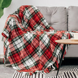 G Lake Christmas Plaid Throw Blanket Green Red Super Soft Faux Cashmere Blankets with Tassels for Couch Sofa Halloween Home Decor 50" x 60" (Xmas) G Lake