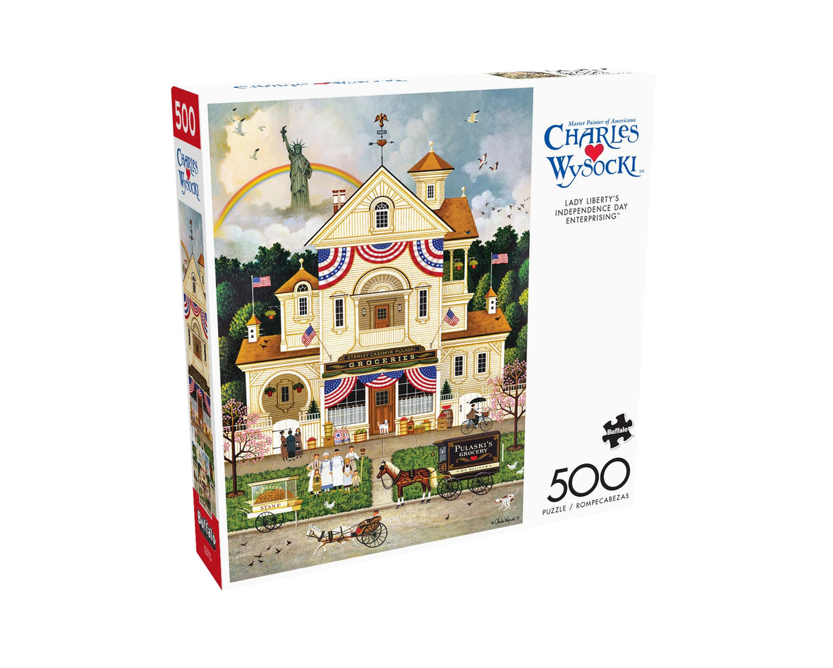 Buffalo Games - Charles Wysocki - Lady Liberty's Independence Day Enterprising - 500 Piece Jigsaw Puzzle for Adults -Challenging Puzzle Perfect for Game Nights Buffalo Games