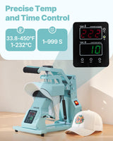 VEVOR Hat Heat Press Machine, with 2pcs Interchangeable Platens, Precise Temperature and Time Control, Hat Press for HTV Iron On and Sublimation Projects, for Caps, Headbands, Cuffs, Face Masks, Green VEVOR