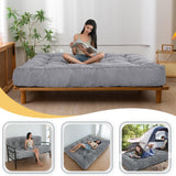 MAXYOYO 8" Futon Mattress Full Size, Extra Thick Futons Sofa Couch Bed, Velvet Floor Mattress for Adults, Shredded Foam Filling (Frame Not Included), Dark Grey MAXYOYO