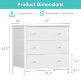 BOLUO White Nightstands Set of 2, Large Night Stand Fabric 3 Drawer Dresser for Bedroom Closet,Girls Modern BOLUO