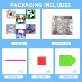 5D Diamond Painting Kits for Kids, Big Gem Diamond Arts Kits for Girls Boys，Alpaca Butterfly Easy Dot Painting Rhinestone Jewel Art，Panda Dog Whale Paint by Stickers for Kids 9-12 ages(6 PACK) DIYDECORFUN