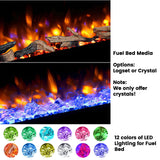 BOSSIN 72" Electric Fireplace Wall Mounted and Recessed with Remote Control, Low Noise, 750/1500W Ultra-Thin Wall Fireplace Heater and Timer Adjustable Flame Color and Brightness with Crystal BOSSIN