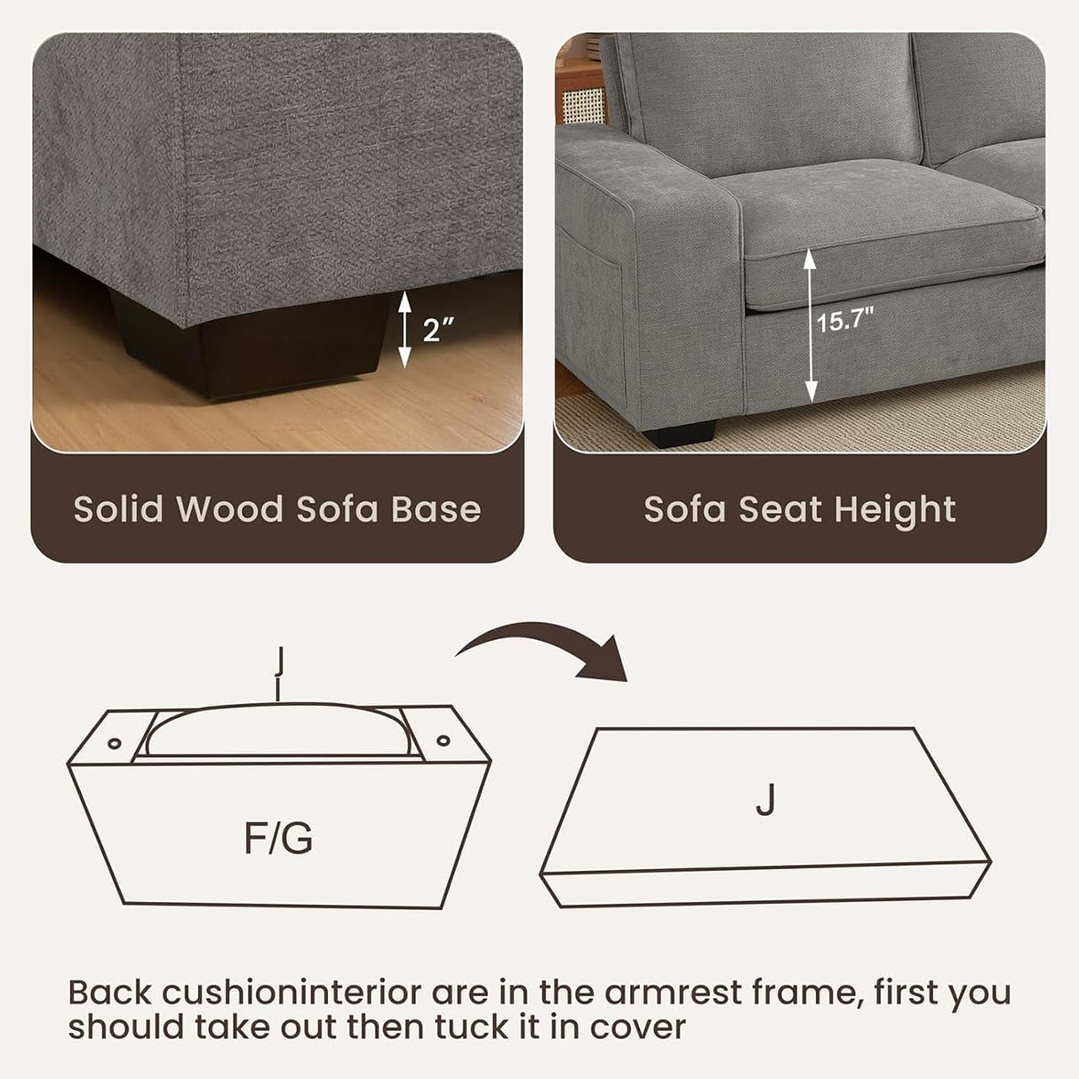 PARKOL 102" L-Shaped Sectional Couch with Storage, Sofa with Reversible Chaise, USB Type-C Charging, Chenille Fabric, Removable Cushion Covers, for Small Space, Apartment, Living Room, Light Gray PARKOL