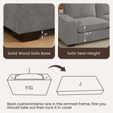 PARKOL 102" L-Shaped Sectional Couch with Storage, Sofa with Reversible Chaise, USB Type-C Charging, Chenille Fabric, Removable Cushion Covers, for Small Space, Apartment, Living Room, Light Gray PARKOL