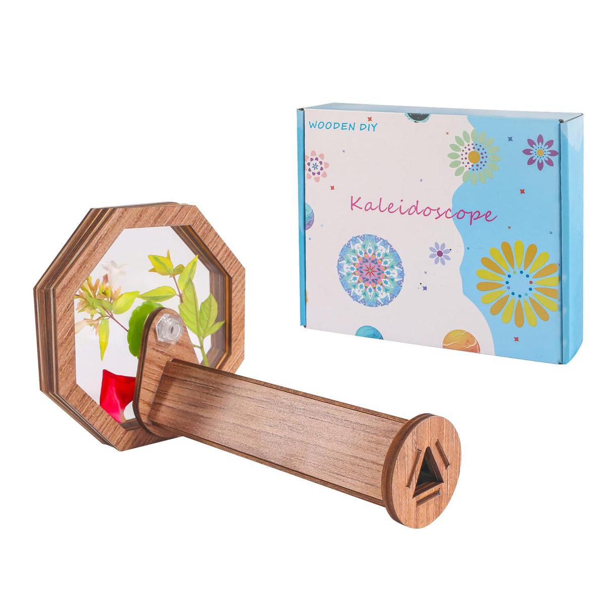 vidonio 2PCS Natural DIY Kaleidoscope Kit, New Wooden Magic Rotating Kaleidoscope Making Set for Nature Lovers, Best Gift, Outdoor Classic Handmade Education Toys for Kids vidonio