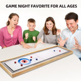 GSE 2-in-1 Solid Wood Mini Shuffleboard and Curling Tabletop Game Board Set with 8 Rollers Gifts for Kids and Adults GSE Games & Sports Expert