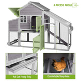Chicken Coop Outdoor Wooden Hen House 65" with Large Nesting Box, Poultry Cage with Removable Tray,UV Proof Roof GUTINNEEN