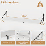 Heimlove 36 Inch White Floating Bookshelves Set of 3,Heavy Duty Wall Mounted Bookshelves,Wall Bookshelf for Living Room,Bedroom,Kitchen,Laundry Room Storage & Decor Heimlove
