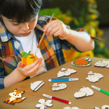 Fall Wooden Crafts Magnets Kits for Kids, 36 pcs Creativity Art DIY Painting Kit Supplies Decorate Your Own Painting Activities for Thanksgiving, Birthday Harvest Party Favors Gifts for Boys Girls gisgfim