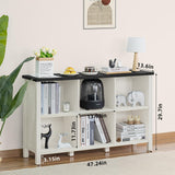 Joaxswe Rustic Farmhouse 6-Cube Bookcase in Antique White & Black for Elegant Storage Solutions Joaxswe