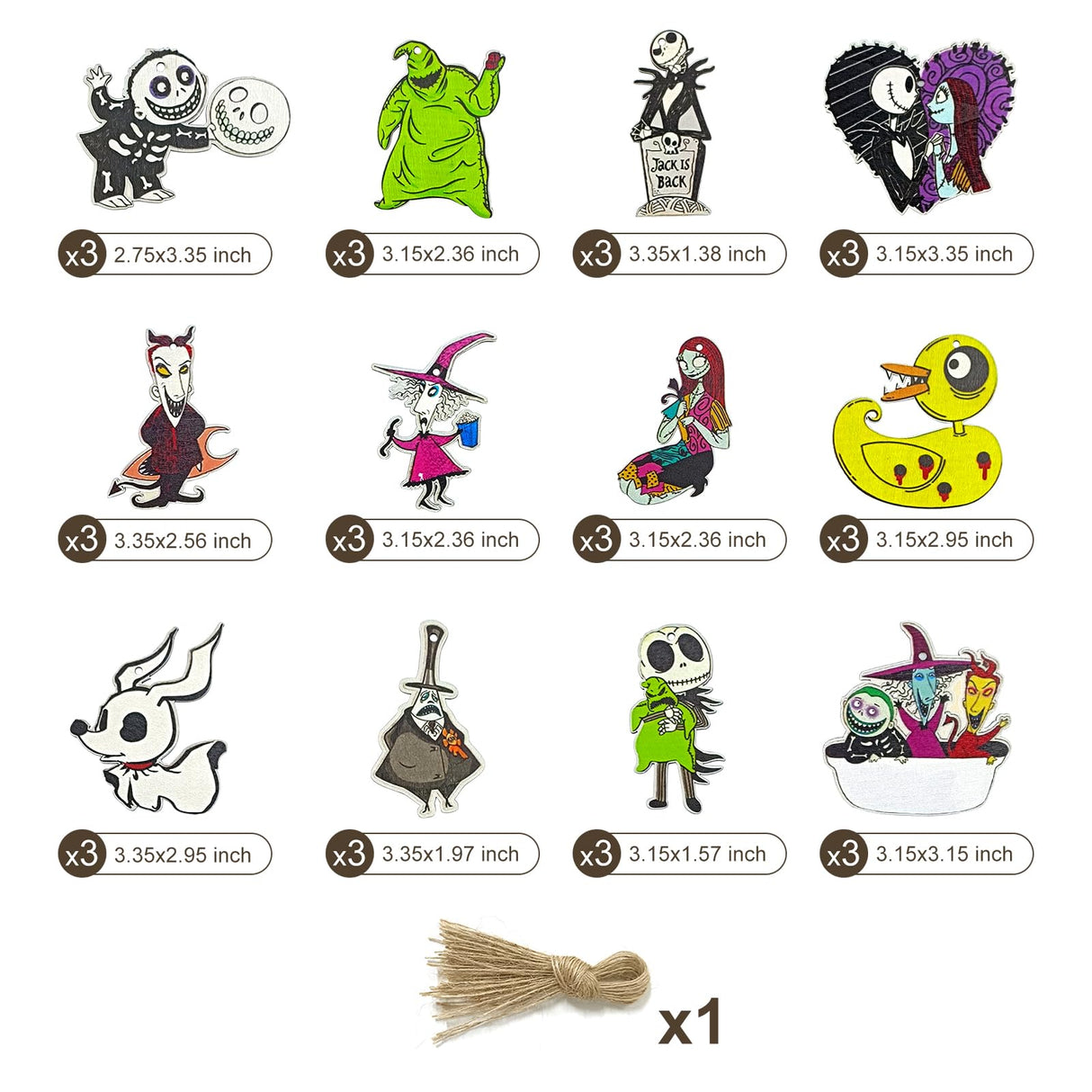 37 PCs Halloween Christmas Nightmare Ornaments Halloween Christmas Nightmare Wooden Hanging Ornament Decoration,Halloween Witch Pumpkin Nightmare Theme Party Decor Halloween Party Supplies zhcoy
