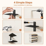 Wawocs Invisible Floating Book Shelves for Wall, 4 Tier Heavy Duty Metal Loads 60LBS, Vertical Spine Book Tower Floating Bookshelves, Book Organizers for Home Office, 2 Pack Black Wawocs