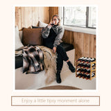 Homevany Bamboo Wine Rack, Sturdy and Durable Countertop Wine Storage Cabinet Shelf for Pantry - 4 Tiers 16 Bottle Wine Rack Homevany