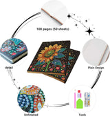 Sunflower Diamond Painting Notebook for Adults, A5 Diamonds Art Journal and DIY Sketchbook, Diamond Art Kit Supplies,Gift for Beginners, Craft Lovers, Artists. (Sunflower) Generic