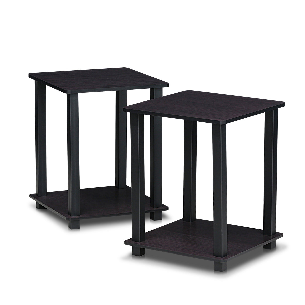 Furinno Simplistic Set of 2 End Table, Dark Walnut Furinno