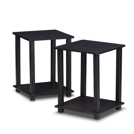 Furinno Simplistic Set of 2 End Table, Dark Walnut Furinno