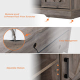 WAMPAT Modern Farmhouse TV Stand for up to 85" TVs Wood Entertainment Center with Open Storage for Living Room,Rustic Grey WAMPAT