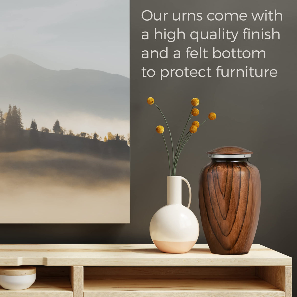 Aubree Woodgrain Aluminum Urns for Adult Male. Cremation urns for Human Ashes Adult Female. Decorative Wood urns for Human Ashes by Restaall RESTAALL