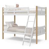 Storkcraft Caribou Bunk Bed Twin Over Twin Bunk Bed (White with Natural) - GREENGUARD Gold Certified, Converts to 2 Individual Beds STORKCRAFT