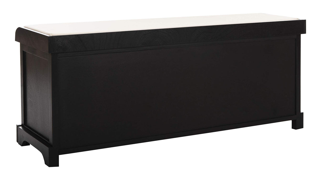 SAFAVIEH Black American Homes Collection Lonan Grey and White Wicker Storage Bench, 0 SAFAVIEH